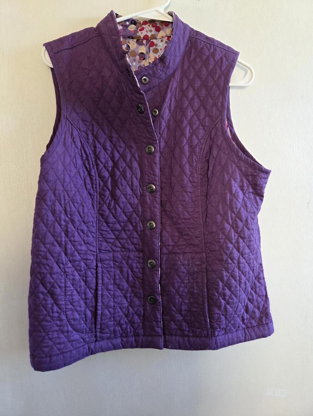 Handmade Reversible Quilted Purple Vest Button Front